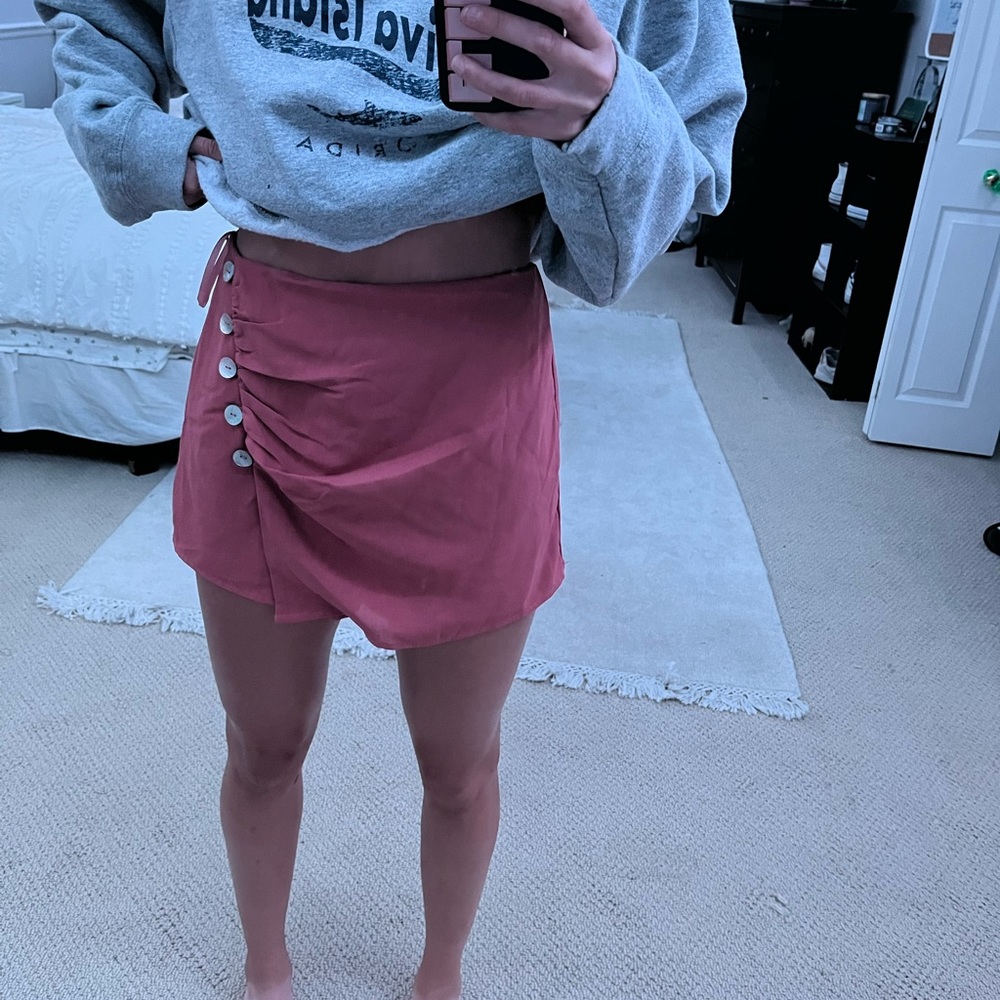 Pink Buttoned Mini Skort